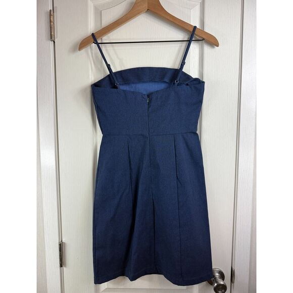Altar'd State Women's Spaghetti Strap Sheath Blue Denim Mini Dress Size M Medium - Picture 2 of 11